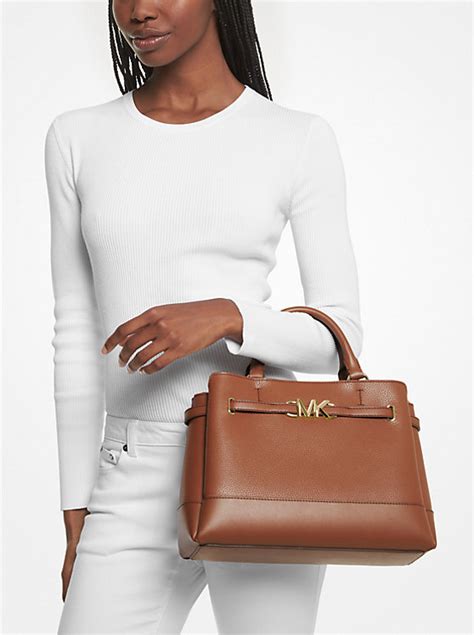 michael kors lg satchel lugg|Reed Large Leather Belted Satchel .